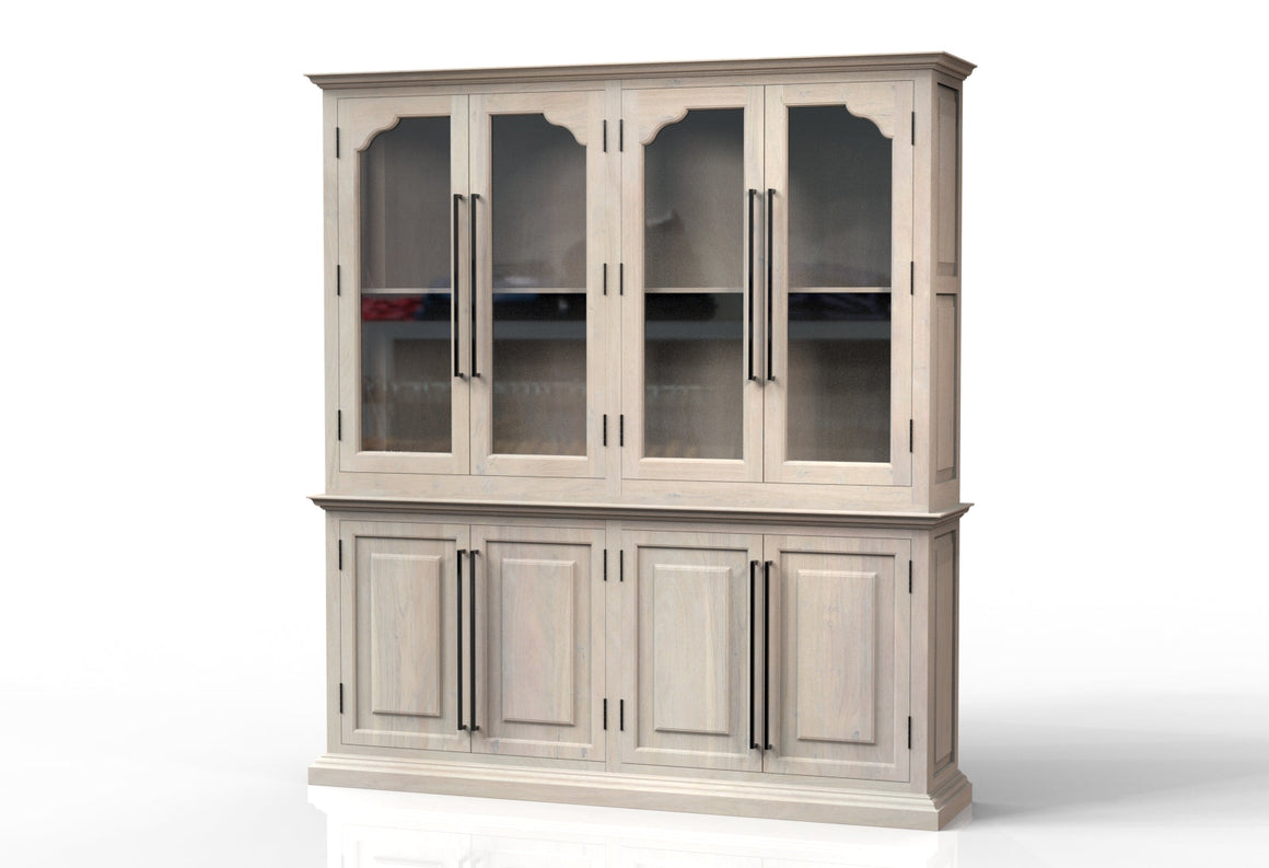 Bradshaw 80" 4 Door Cabinet & Hutch - New White Wash
