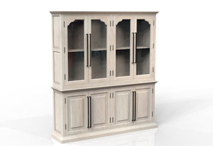 Bradshaw 80" 4 Door Cabinet & Hutch - New White Wash
