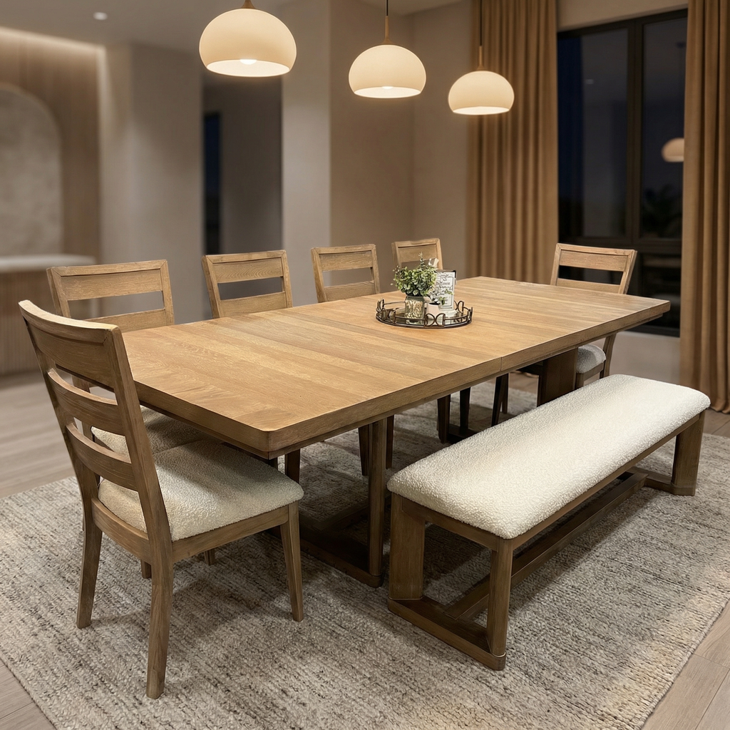 Simpsonville 80"-104" Extension Dining Table - Amber Oak