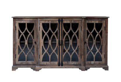 Clarissa 72" Acacia 4 Door Breakfront Sideboard - Natural + Smoke