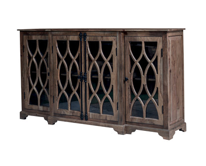 Clarissa 72" Acacia 4 Door Breakfront Sideboard - Natural + Smoke
