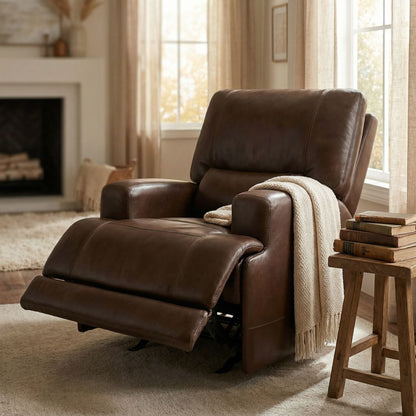 Stanfield 41" Top Grain Leather Power Motion Reclining Chair - Coffee
