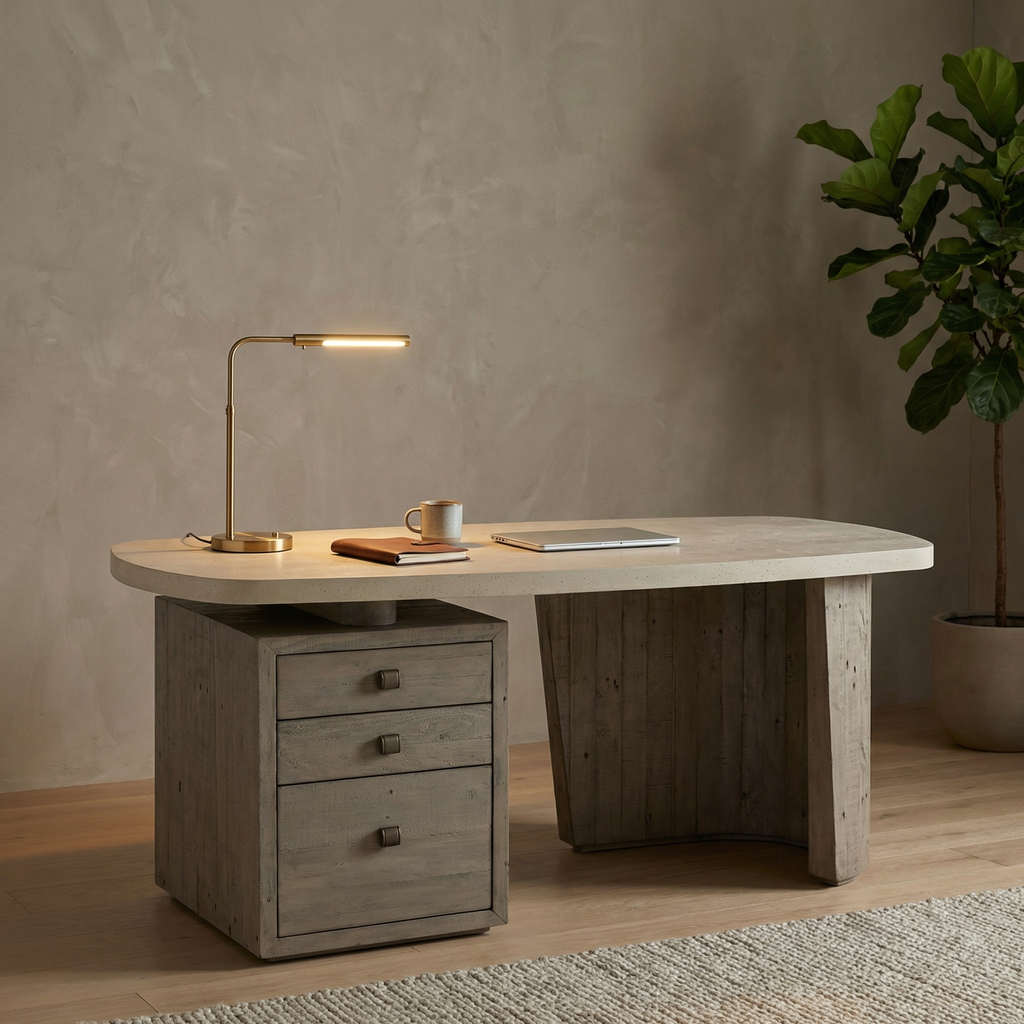 Tempe 70" Reclaimed Pine + Concrete Desk - Driftwood