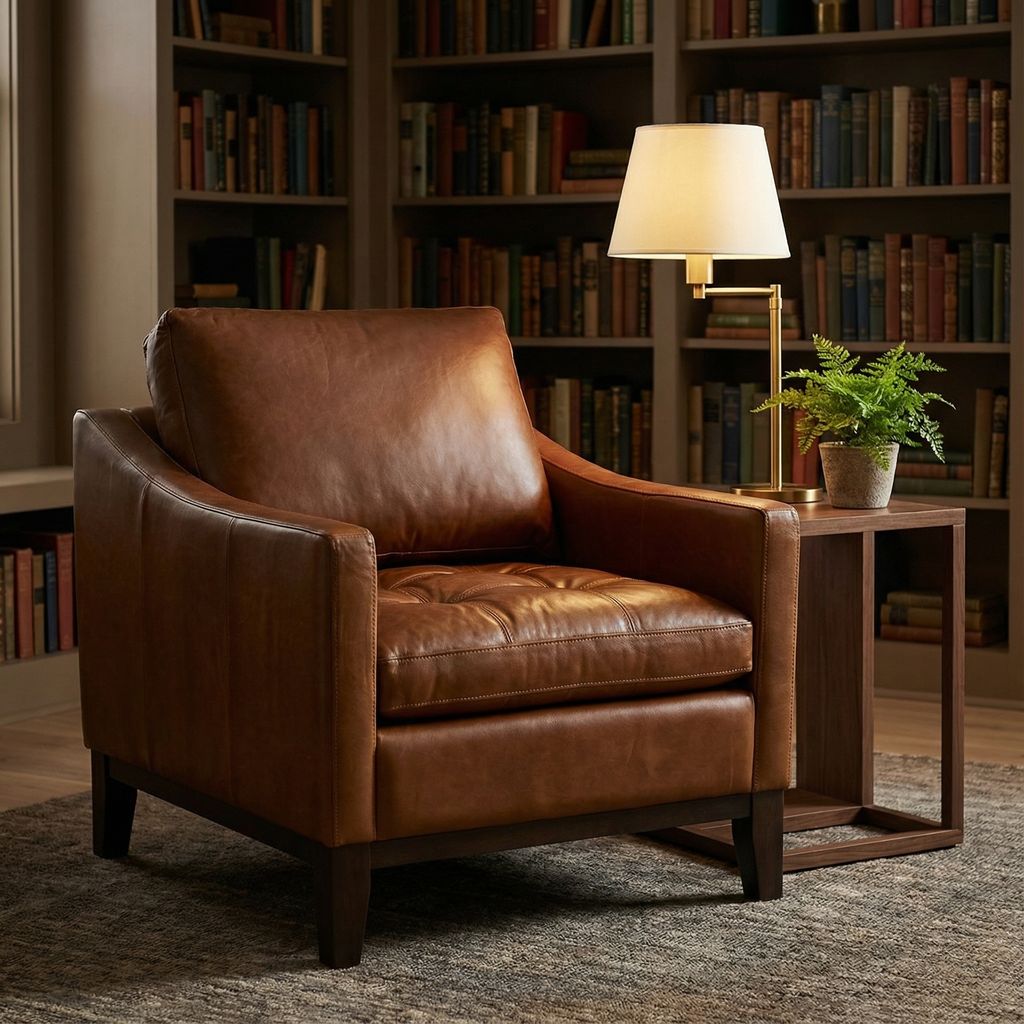 Torrey 35" Tufted Top Grain Leather Chair - Delmar Goldenrod