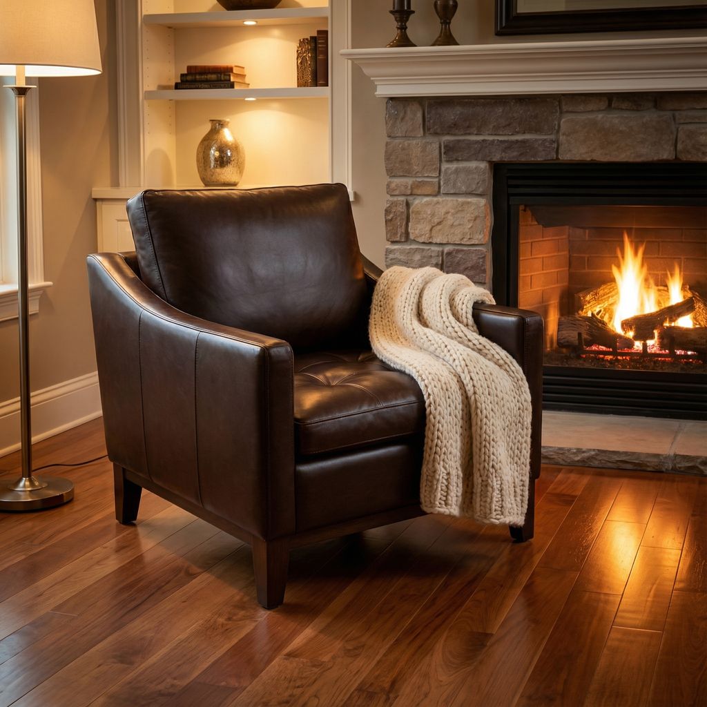 Torrey 35" Tufted Top Grain Leather Chair - Monza Walnut