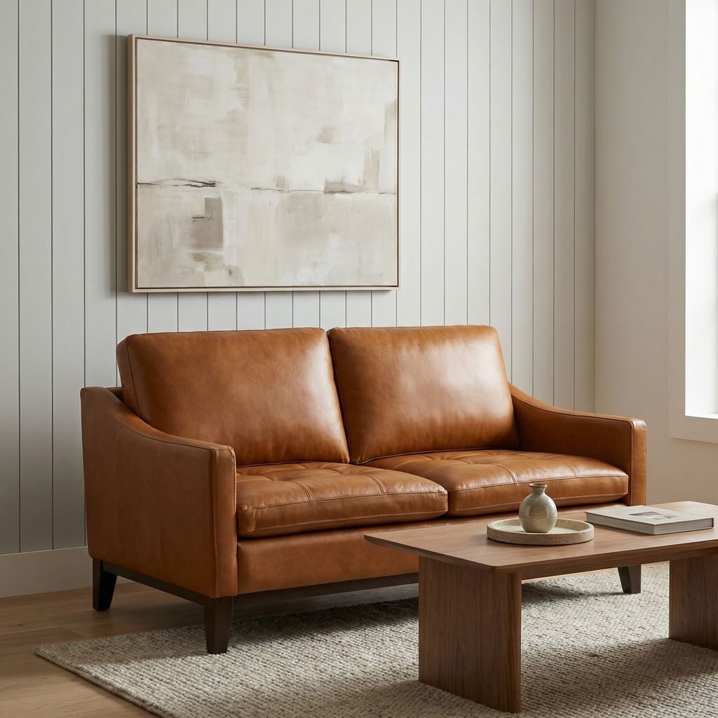 Torrey 61" Tufted Top Grain Leather 2 Cushion Loveseat - Goldenrod