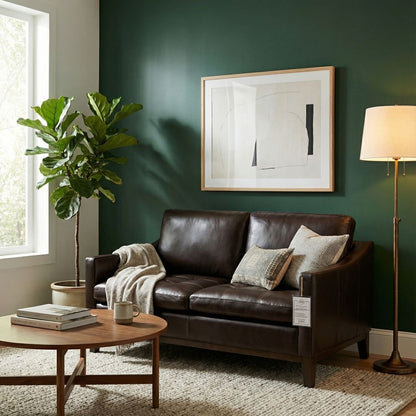 Torrey 61" Top Grain Leather 2 Cushion Loveseat - Monza Walnut