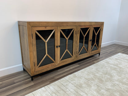 Candace 82" Smoked Glass 4 Door Sideboard - Natural