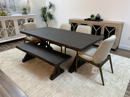Bartholomew 84" Teak Live Edge Dining Table - Natural + Black