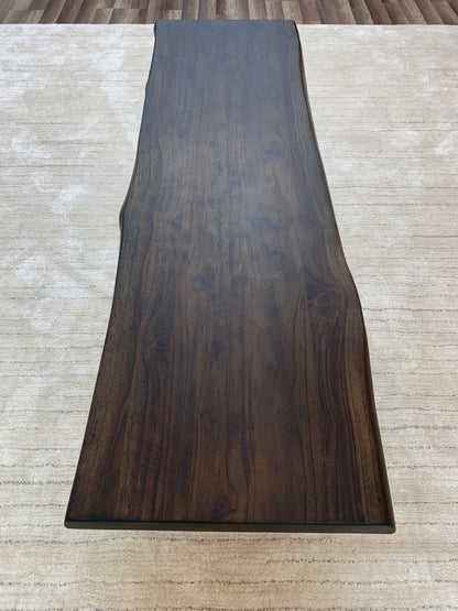 Bartholomew Teak Live Edge Dining Bench - Natural + Black