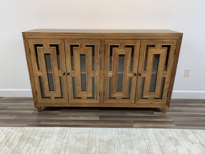 Dominic 71" Acacia 4 Door Glass Front Sideboard - Natural + Gray