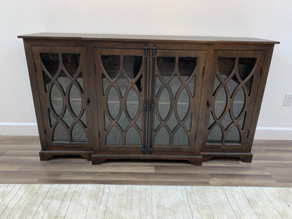 Clarissa 72" Acacia 4 Door Breakfront Sideboard - Natural + Black