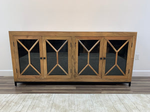 Candace 82" Smoked Glass 4 Door Sideboard - Natural