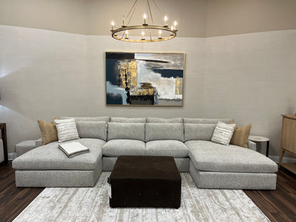 Ethan 159" Ethan Luxe Dual Chaise Sectional + Kidney Pillow - Frosted Taupe