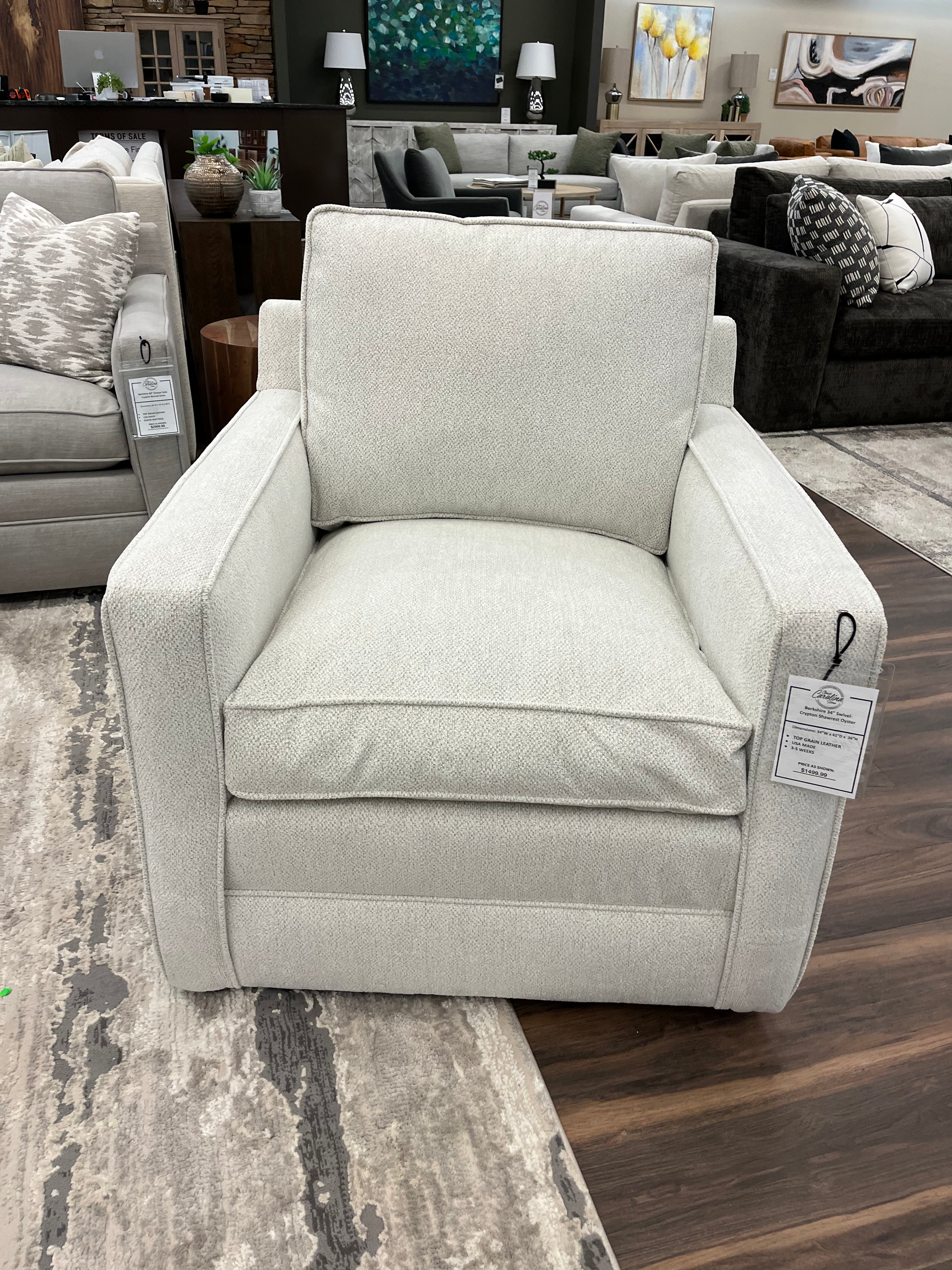 Berkshire 34" Swivel Chair - Crypton Oyster