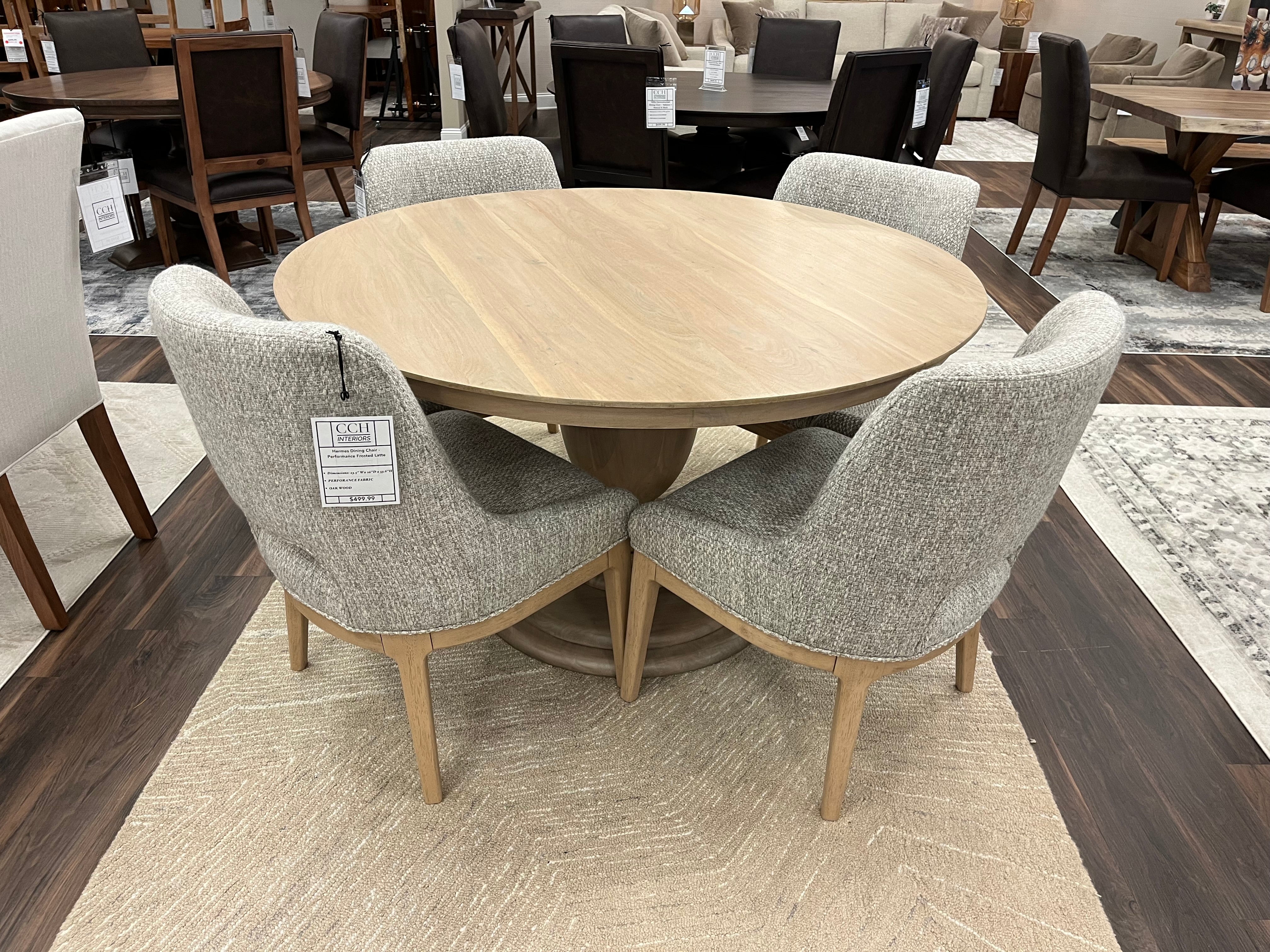 Clancy 53" Acacia Round Pedestal Dining Table - New White Wash