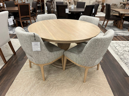 Clancy 53" Acacia Round Pedestal Dining Table - New White Wash