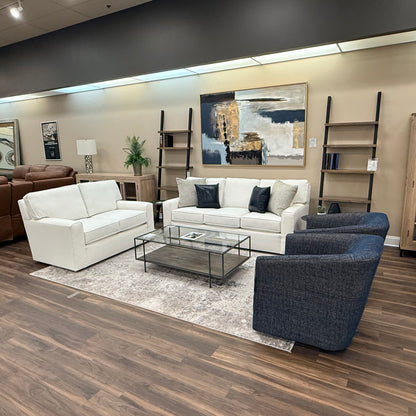 Leah 60" Wide Track Arm 2 Cushion Loveseat - Performance Snow