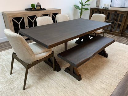 Bartholomew 84" Teak Live Edge Dining Table - Natural + Black