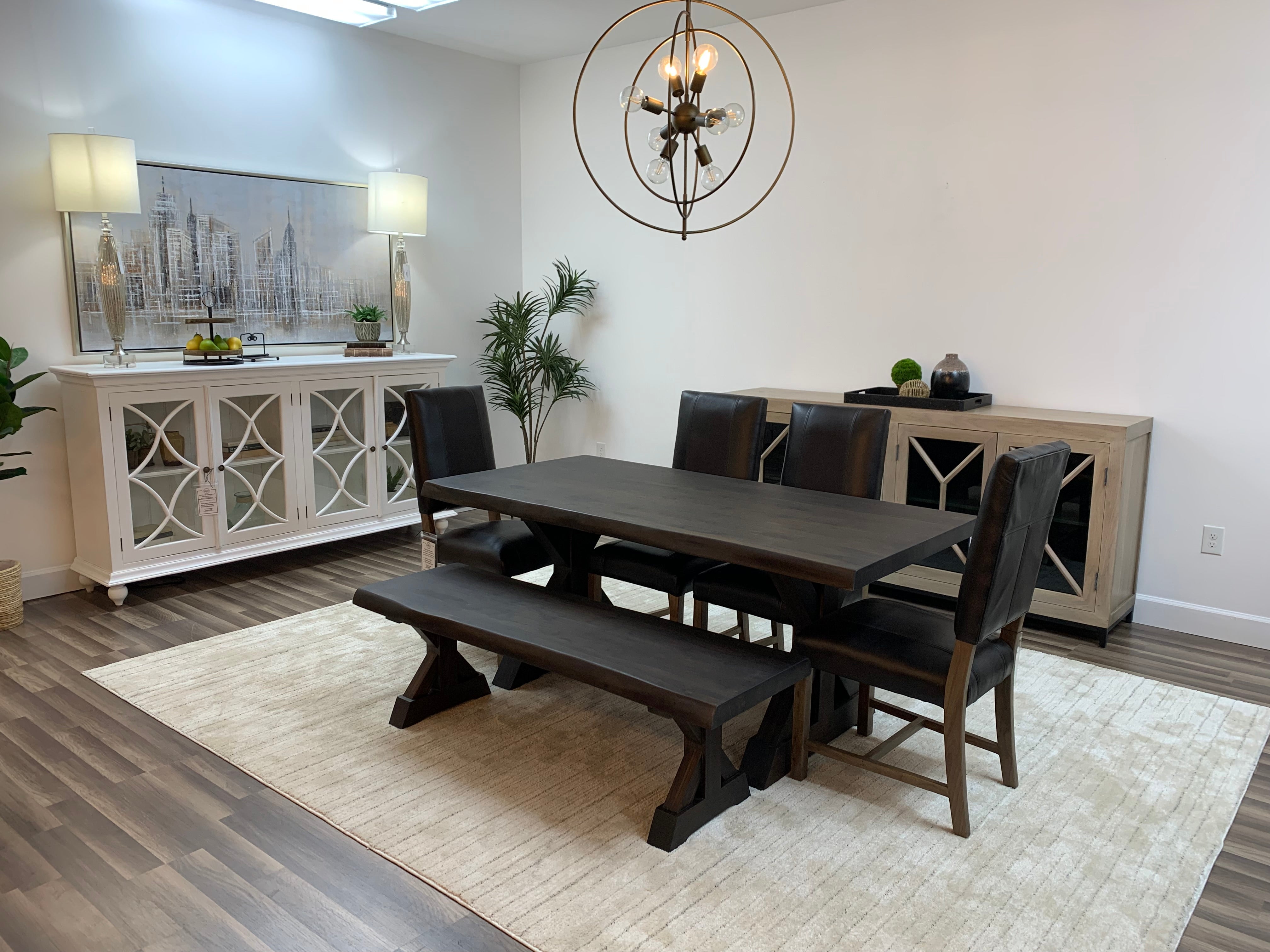 Bartholomew 72" Teak Live Edge Dining Table - Natural + Black