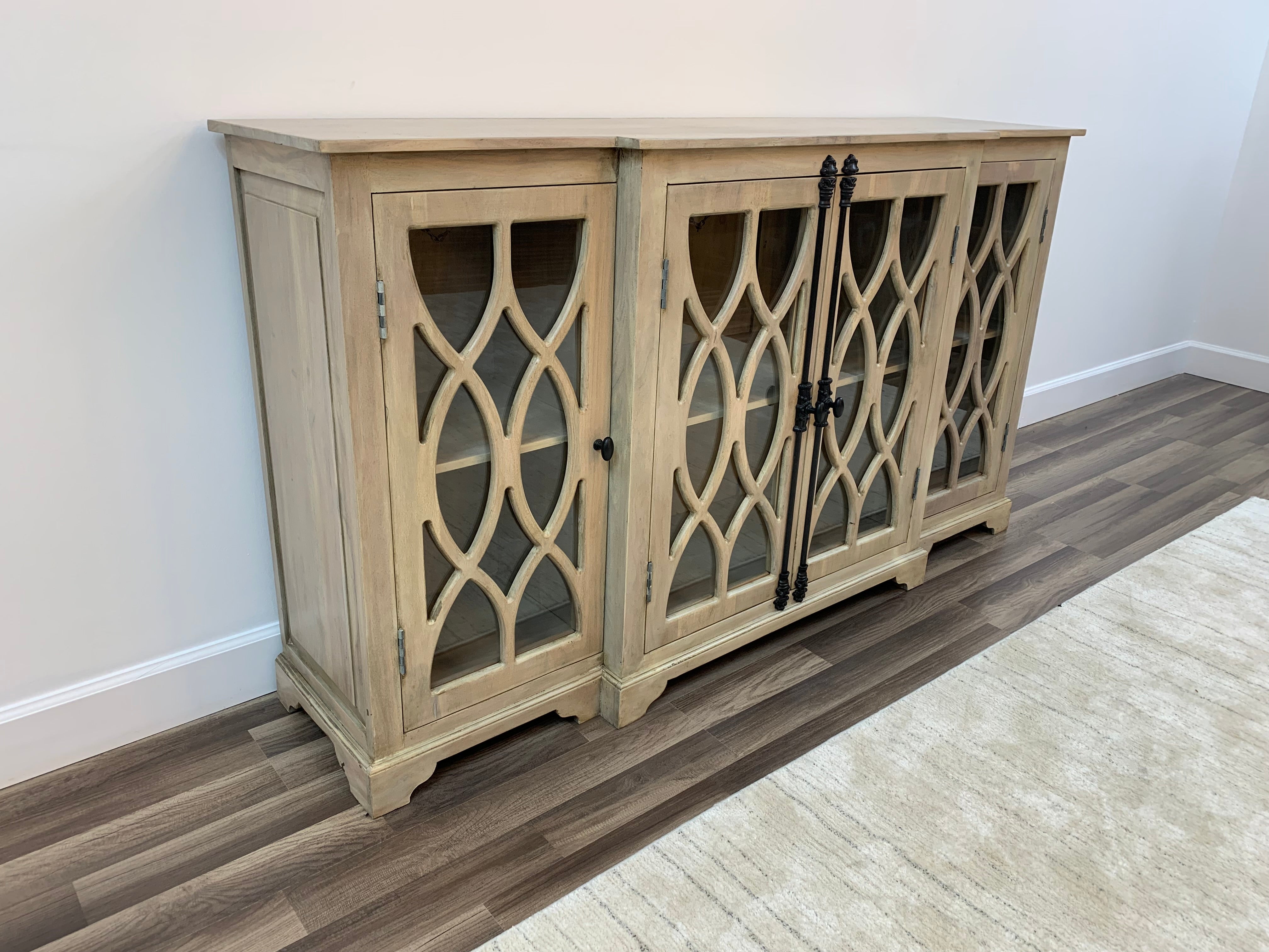 Clarissa 72" Acacia 4 Door Breakfront Sideboard - New White Wash