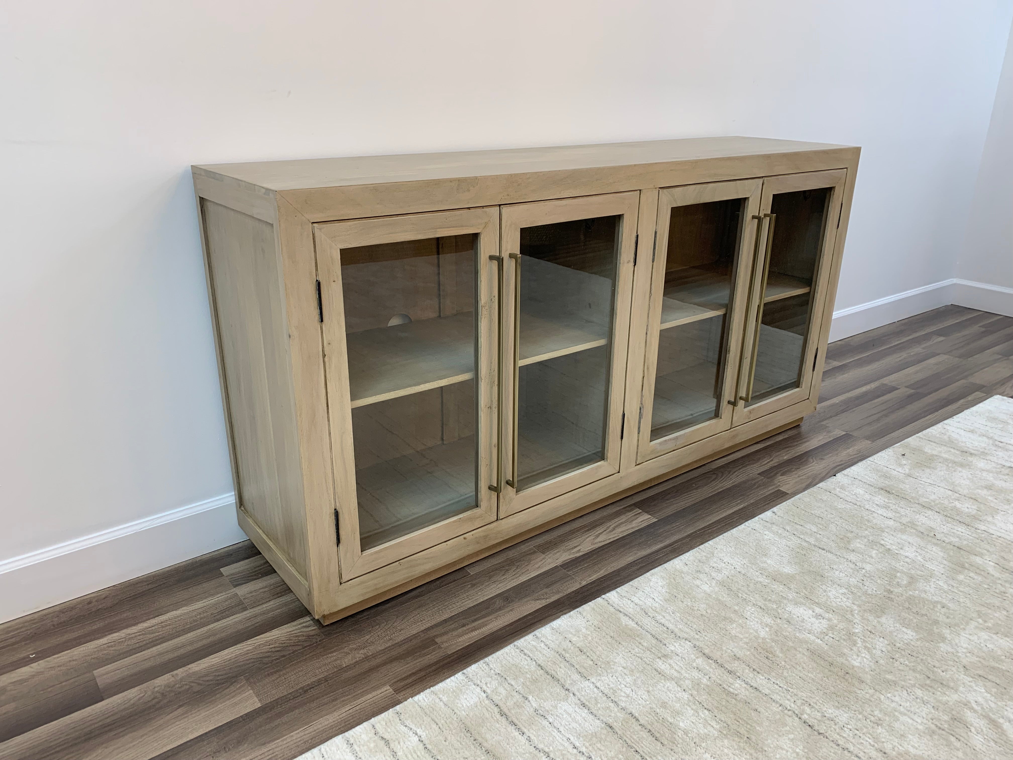 Tristan 72" 4 Door Glass Front Sideboard - New White Wash