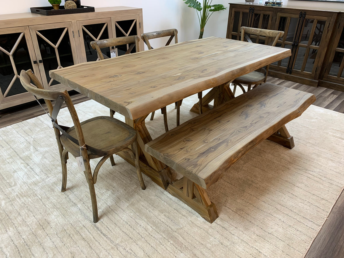 Bartholomew 72" Teak Live Edge Dining Table - Natural