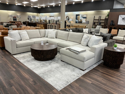 Gretchen Quick Ship 144” x 107" Sectional + Right Arm Facing Chaise - Crypton Quicksilver