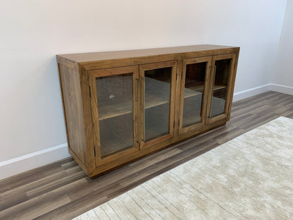 Tristan 72" 4 Door Glass Front Sideboard - Natural