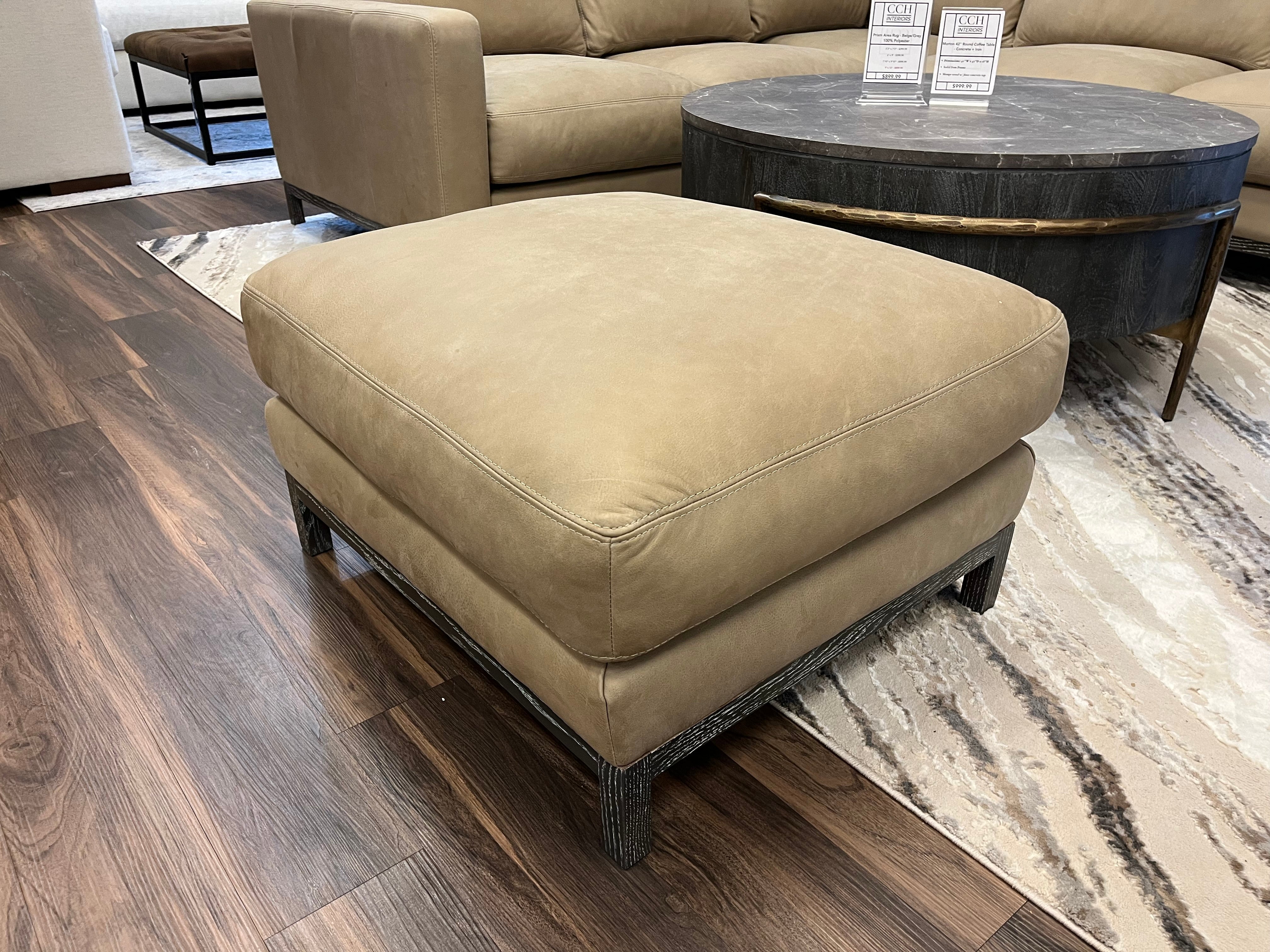 Clarksdale 30" Top Grain Leather Ottoman - Napa Dove