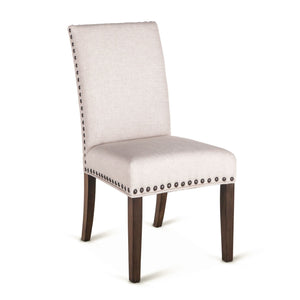 Winchester Upholstered Dining Chair - Flax Linen + Weathered Teak