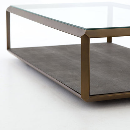 Berkley 56" Shadow Box Coffee Table - Tempered Glass