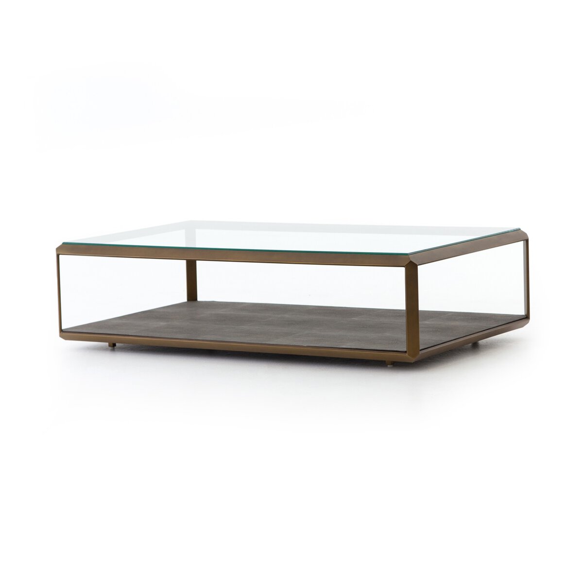 Berkley 56" Shadow Box Coffee Table - Tempered Glass