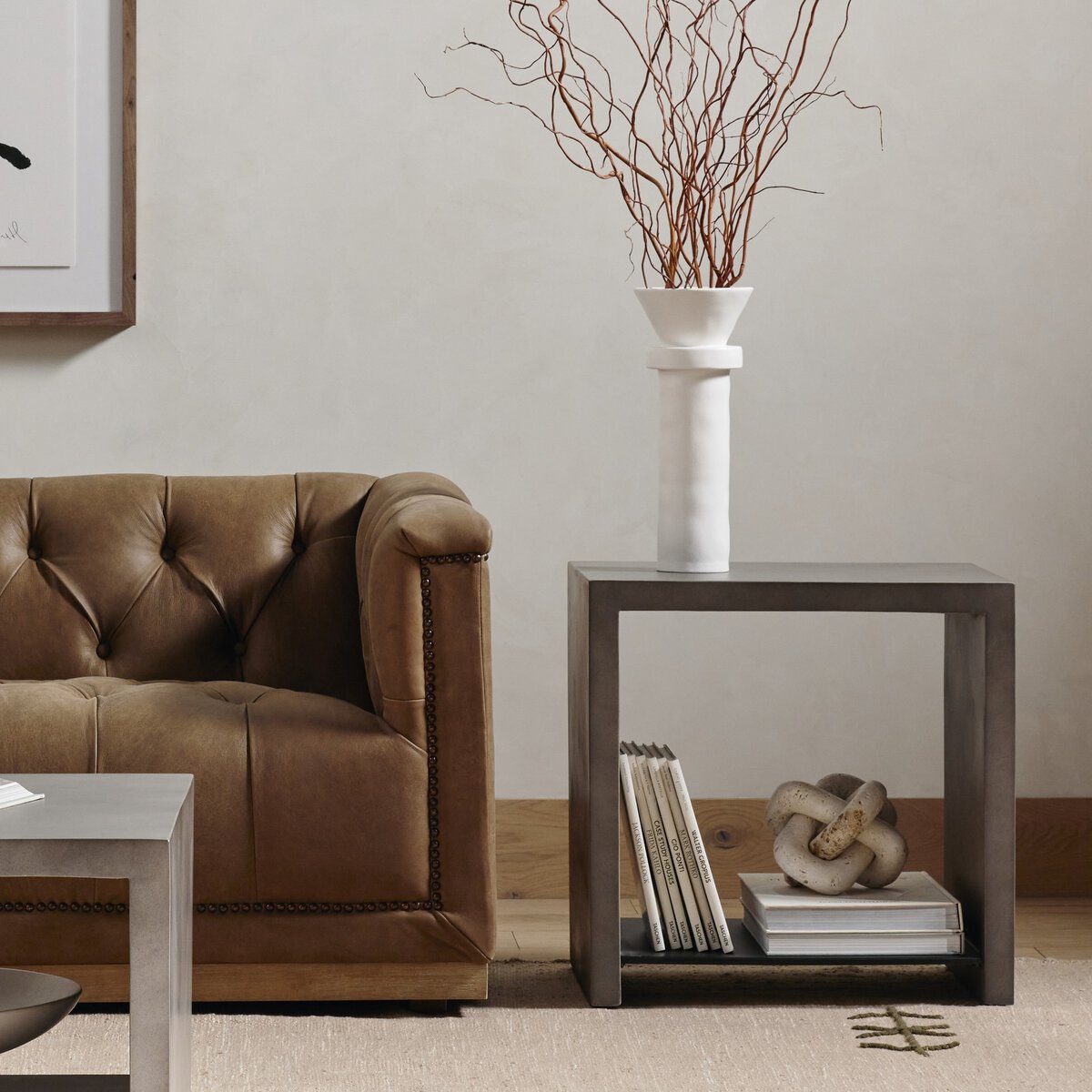 Tavren 22" Square End Table - Dark Grey