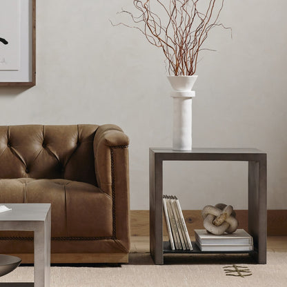 Tavren 22" Square End Table - Dark Grey