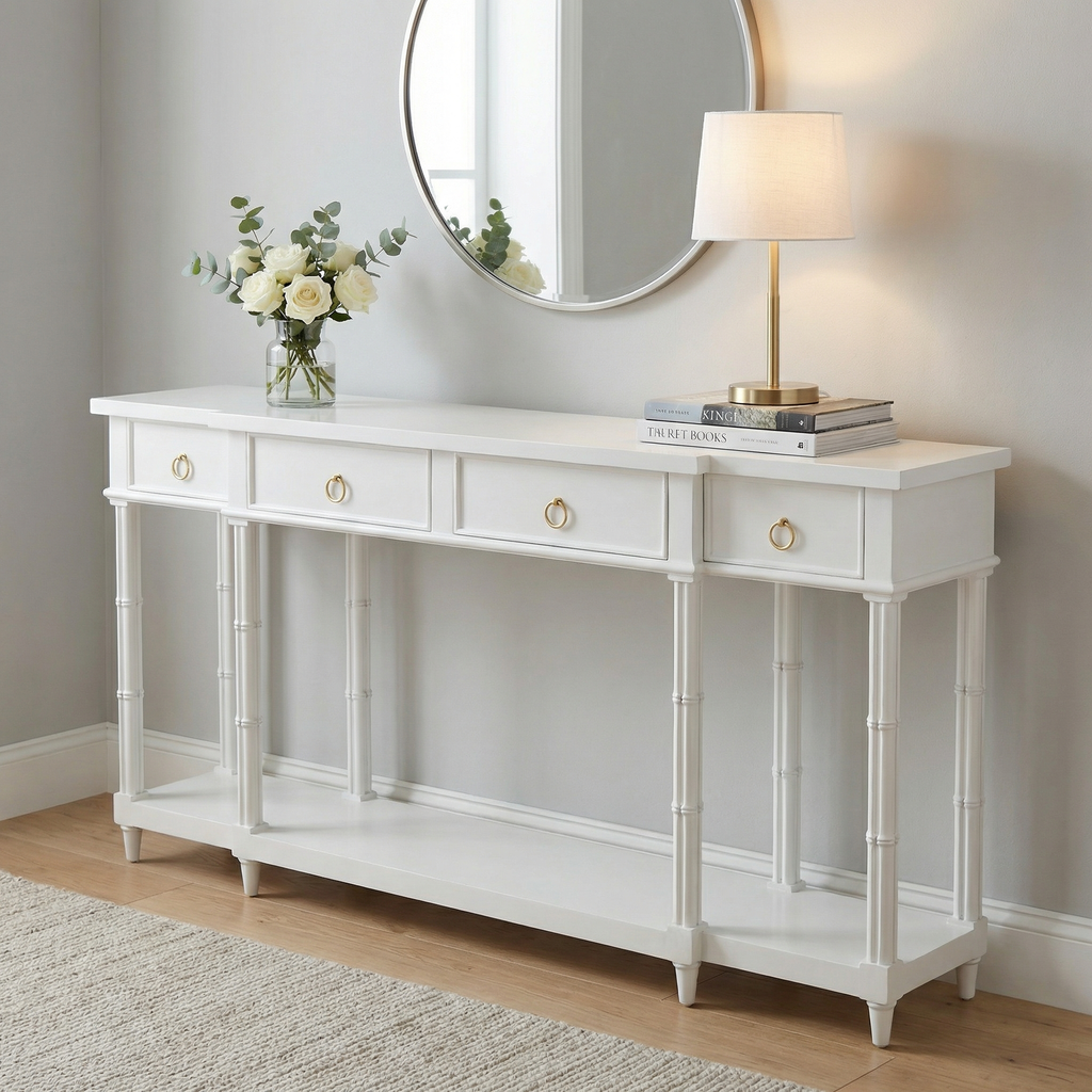 Val 72" 7 Drawer Mahogany Console Table - True White