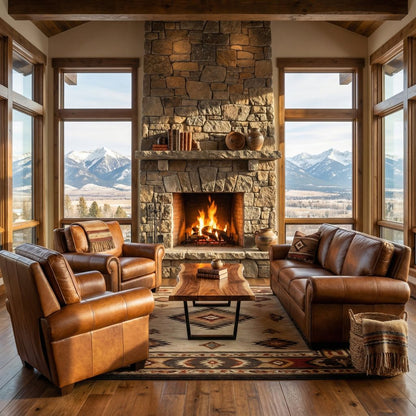 Wallace 92" Top Grain Leather 3 Cushion Sofa - Diva Mustang