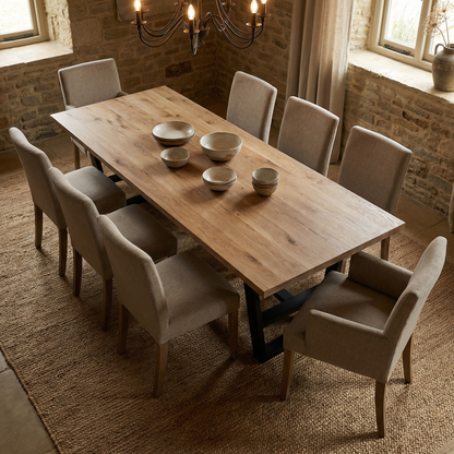 Wallace 108" Oak Dining Table - Sandblasted Natural