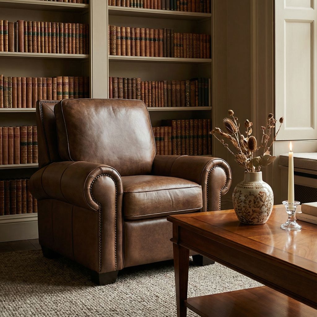 Wallace 42" Top Grain Leather Reclining Chair - Diva Taupe