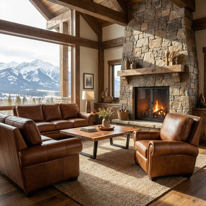 Wallace 92" Top Grain Leather 3 Cushion Sofa - Diva Mustang