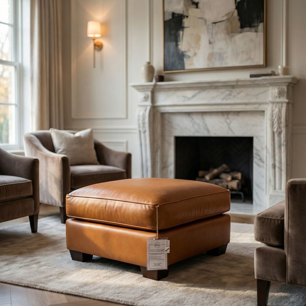 Wallace 30" Top Grain Leather Ottoman - Amadeus Whiskey