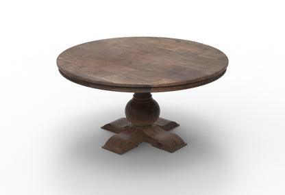 Marcia 60" Acacia Round Dining Table - Natural + Smoke