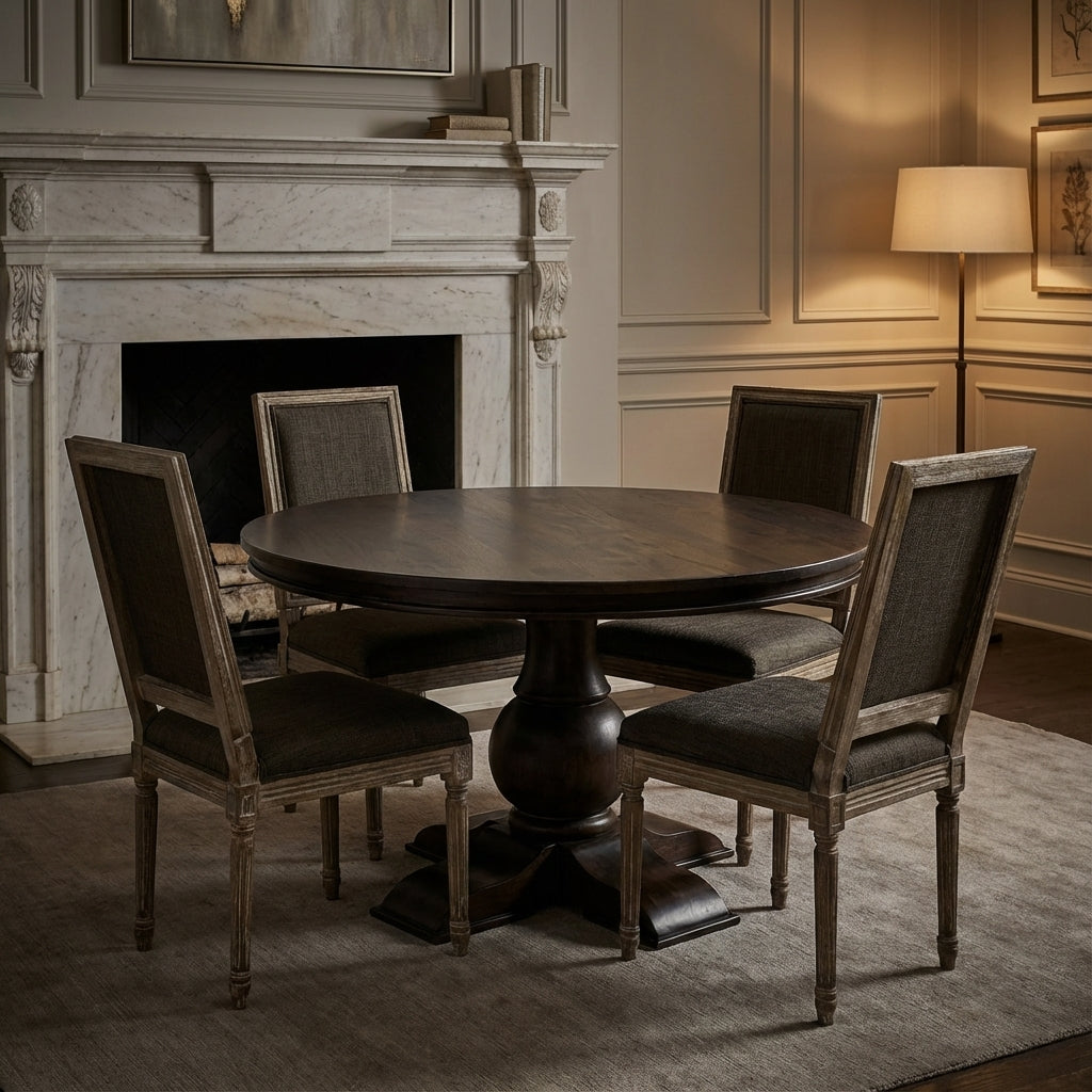 Marcia 53" Acacia Round Dining Table - Natural + Black