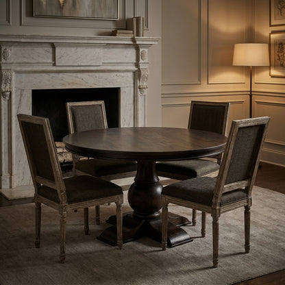 Marcia 53" Acacia Round Dining Table - Natural + Black