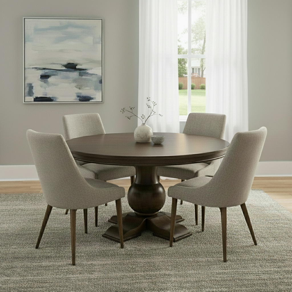 Marcia 53" Acacia Round Dining Table - Natural + Smoke