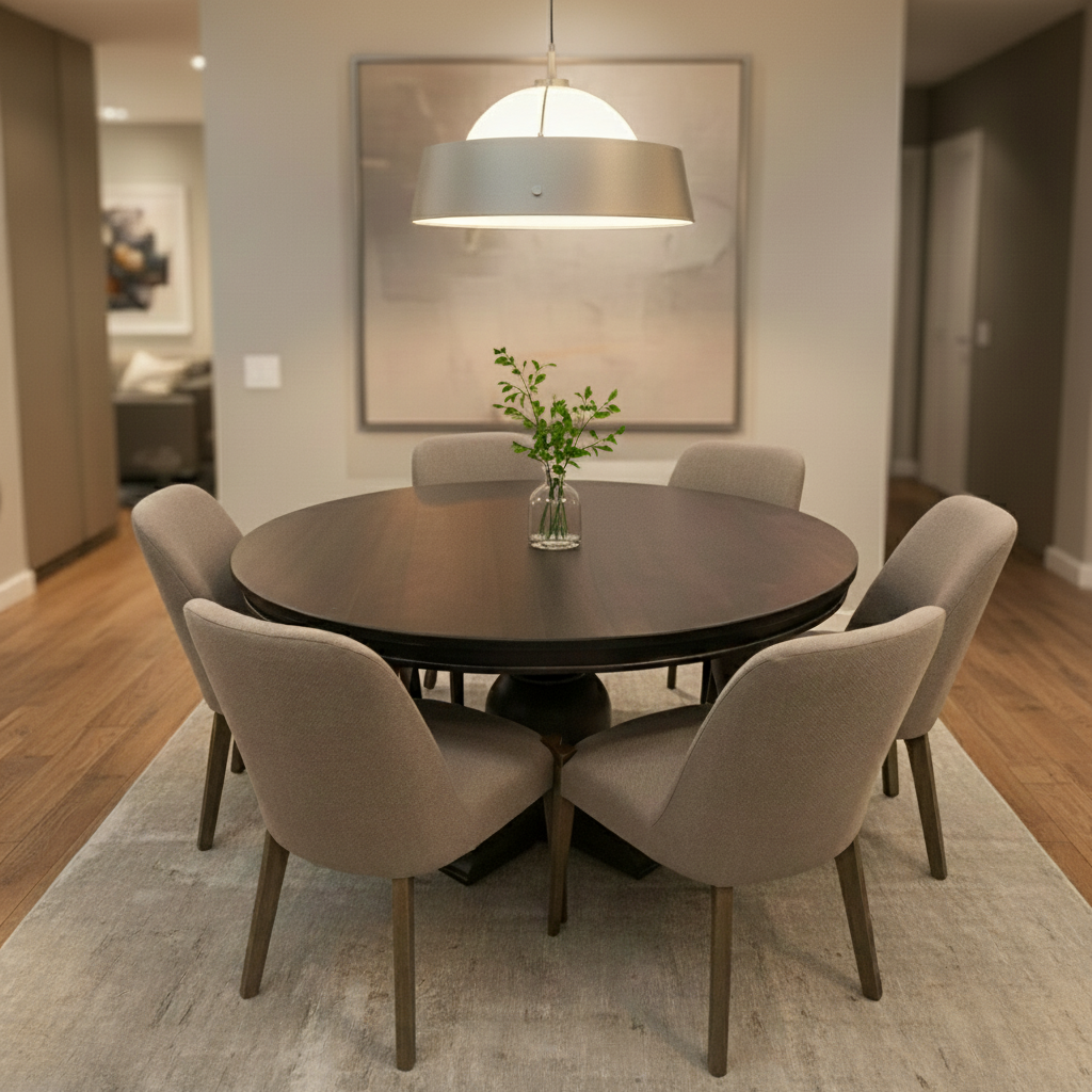 Marcia 60" Acacia Round Dining Table - Natural + Black