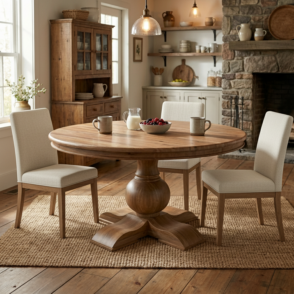 Marcia 60" Acacia Round Dining Table - Natural + Gray