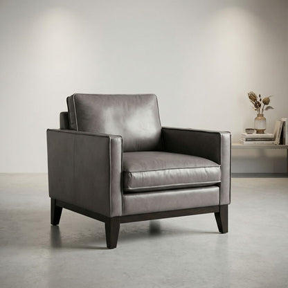 Willis 33" Top Grain Leather Chair - Amadeus Fog