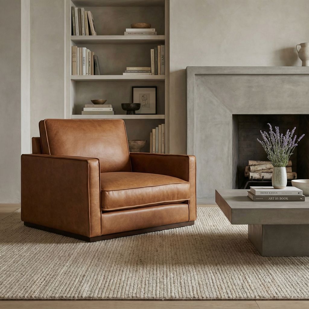 Willis 36" Top Grain Leather Swivel Chair - Monza Chestnut