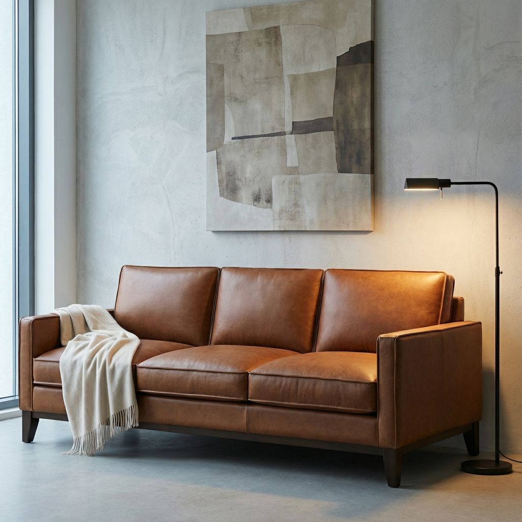 Willis 85" Top Grain Leather 3 Cushion Sofa - Monza Chestnut
